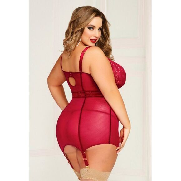 PLUS Wine‎ Red Underwire Chemise Set Lingerie - Picture 2 of 7